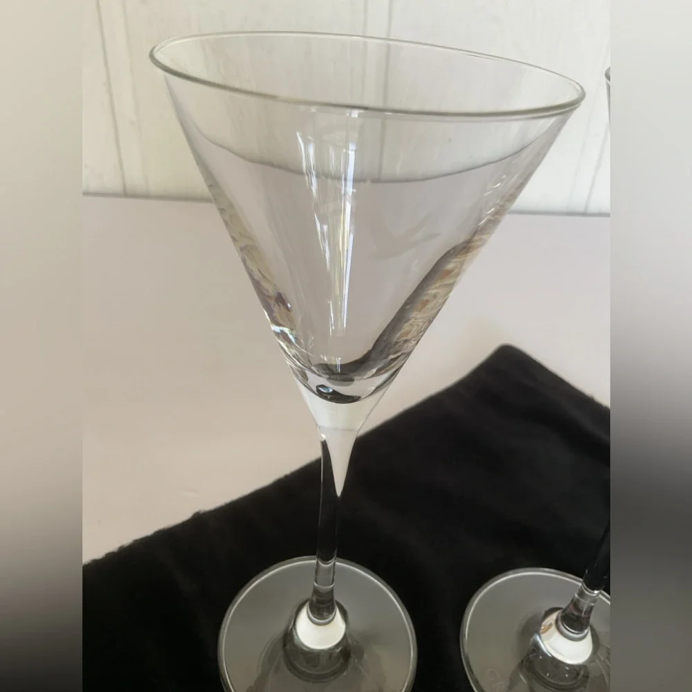 Pair of Authentic Grey Goose Etched Martini Glasses (Set of 2)